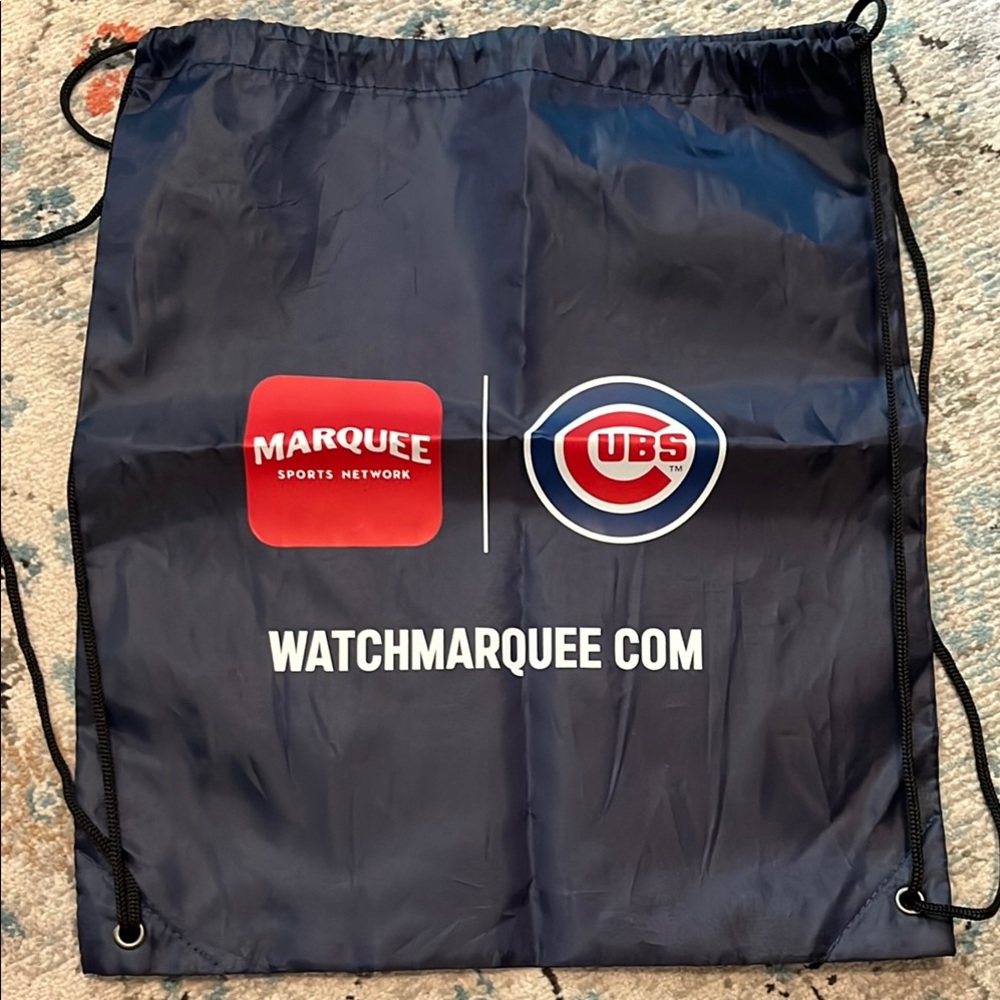 Navy Blue Marquee & Chicago Cubs Drawstring Bag
